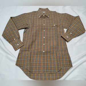 Burberry Nova Check Shirt Unisex S/M Beige Plaid Long Sleeve Button Up